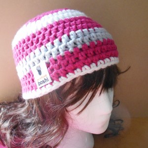 myboshi beanie hat magenta silver white