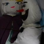 Elsa and Olaf scarecrows