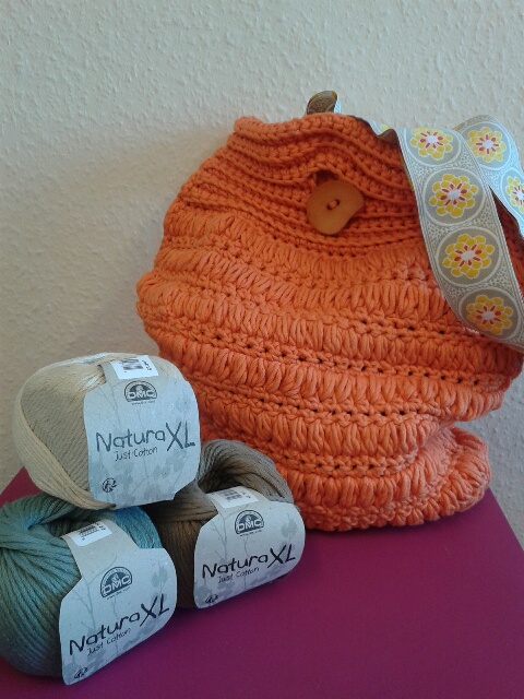 crochet bag pouff stitch natura xl just cotton