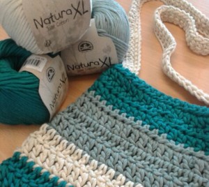 Stripy Crochet Summer Bag DMC Natura XL Just Cotton