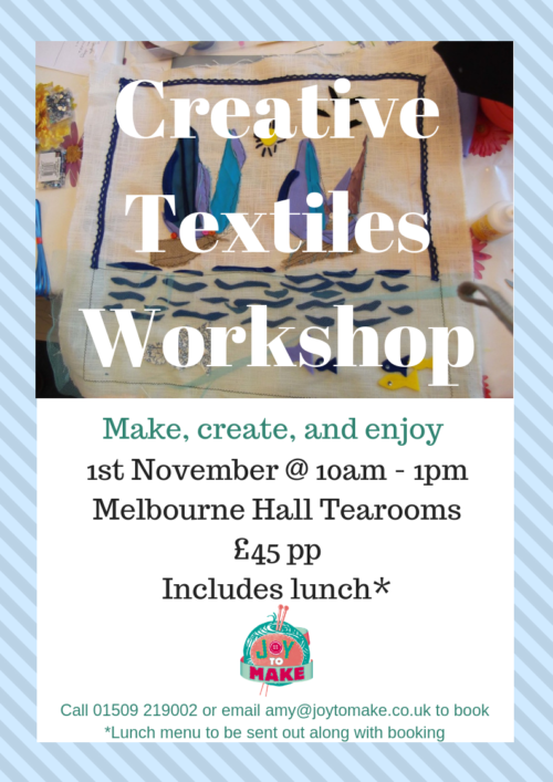 creative textiles workshop at Melbourne Hall Tearooms